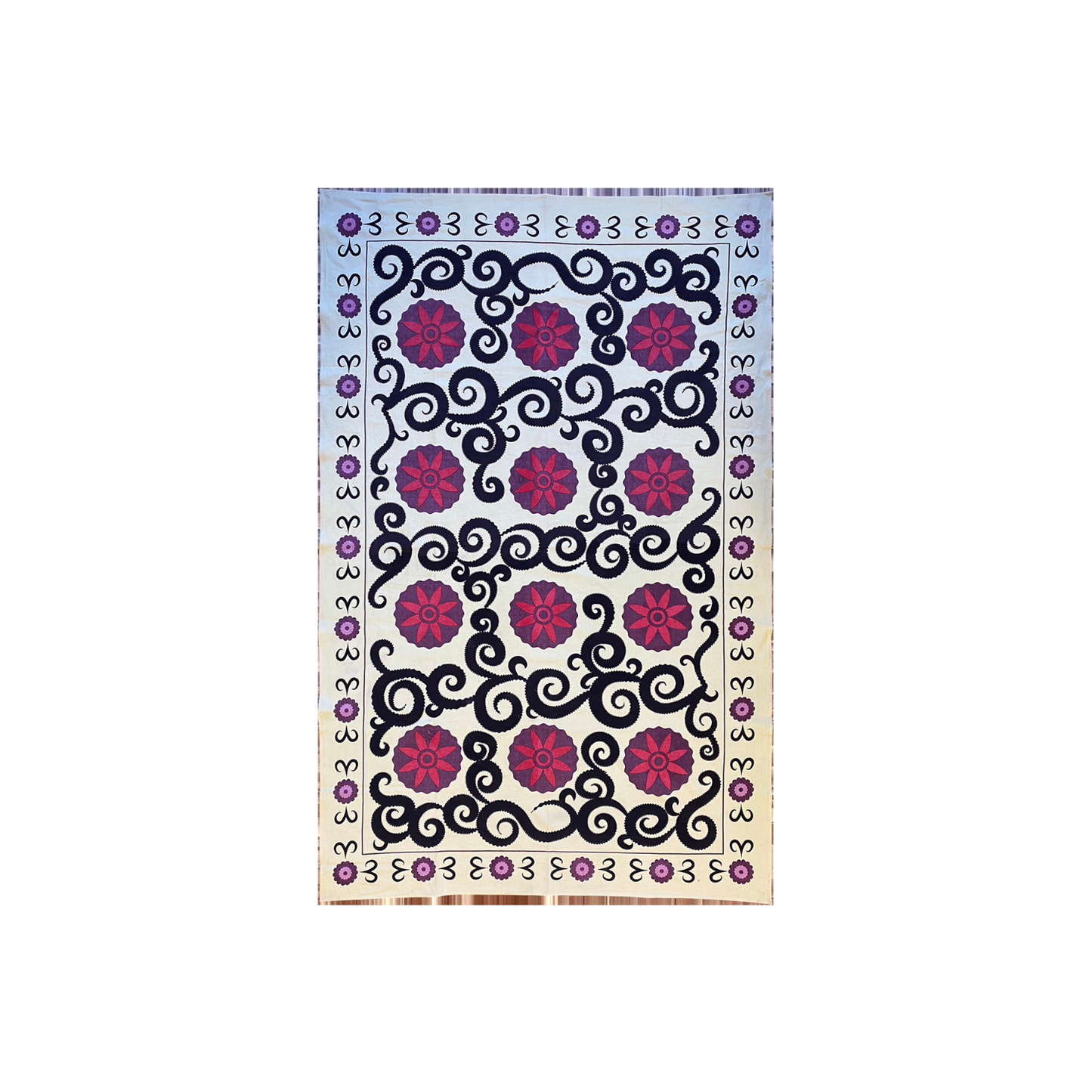 Printed Cotton Tablecloth (Red/Purple/Black Floral)