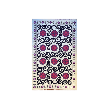 Printed Cotton Tablecloth (Red/Purple/Black Floral)