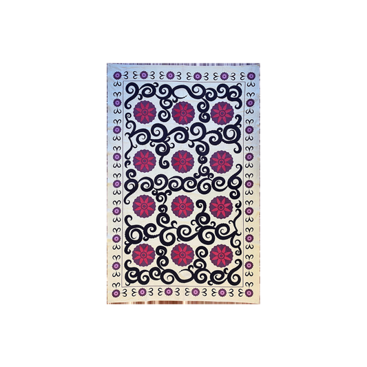 Printed Cotton Tablecloth (Red/Purple/Black Floral)