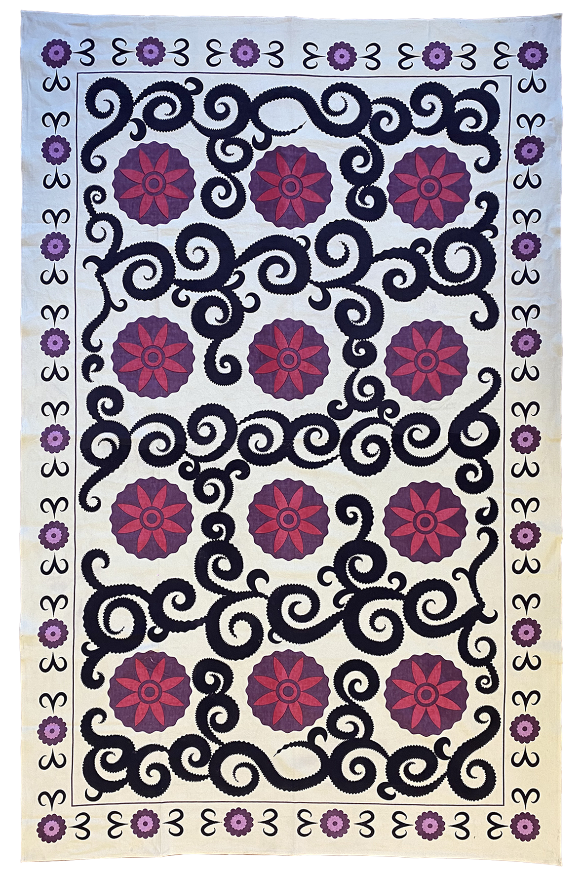 Printed Cotton Tablecloth (Red/Purple/Black Floral)