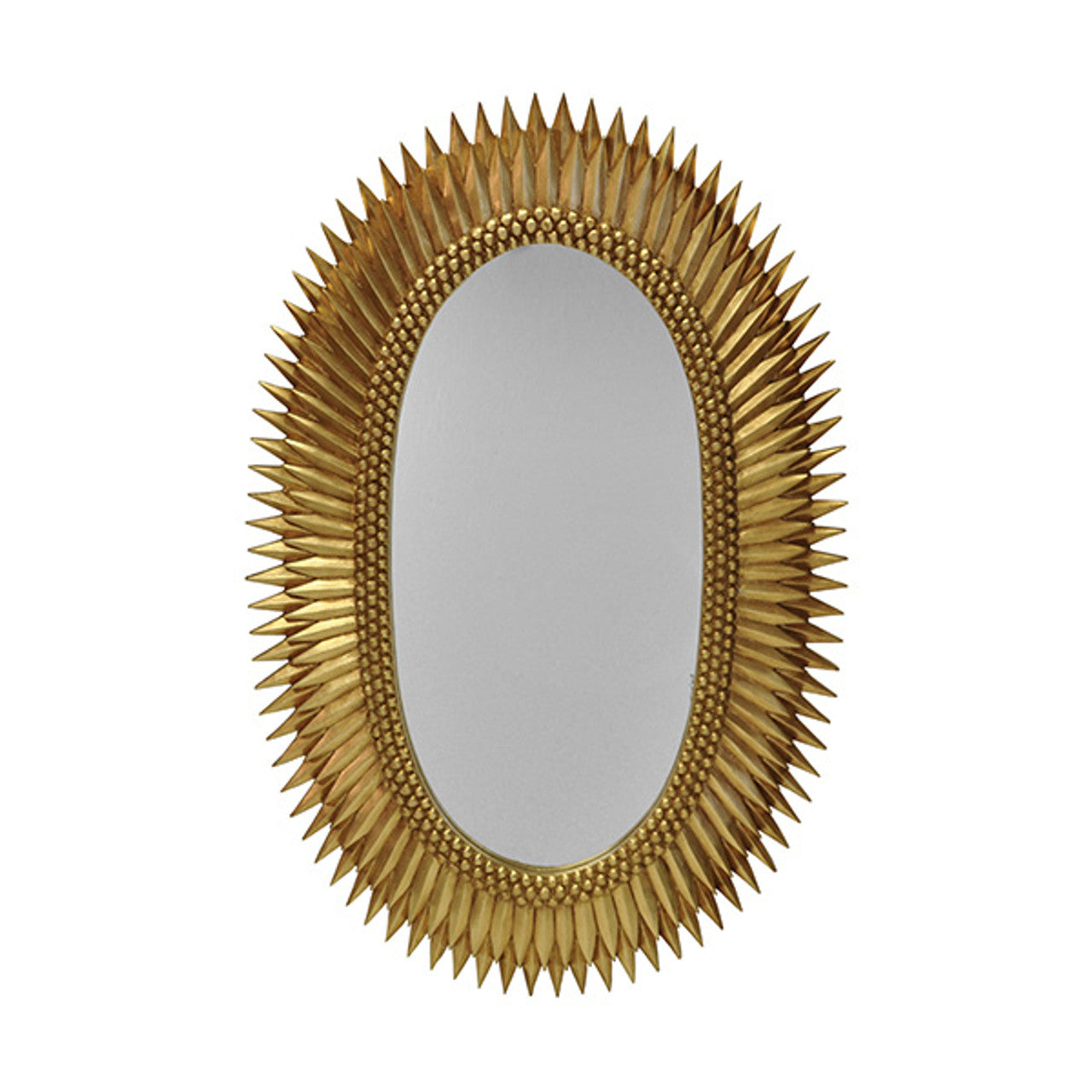 Elegant Gold Leaf Oval Mirror with Starburst Design
