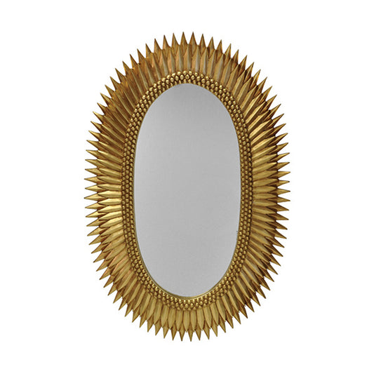 Elegant Gold Leaf Oval Mirror with Starburst Design