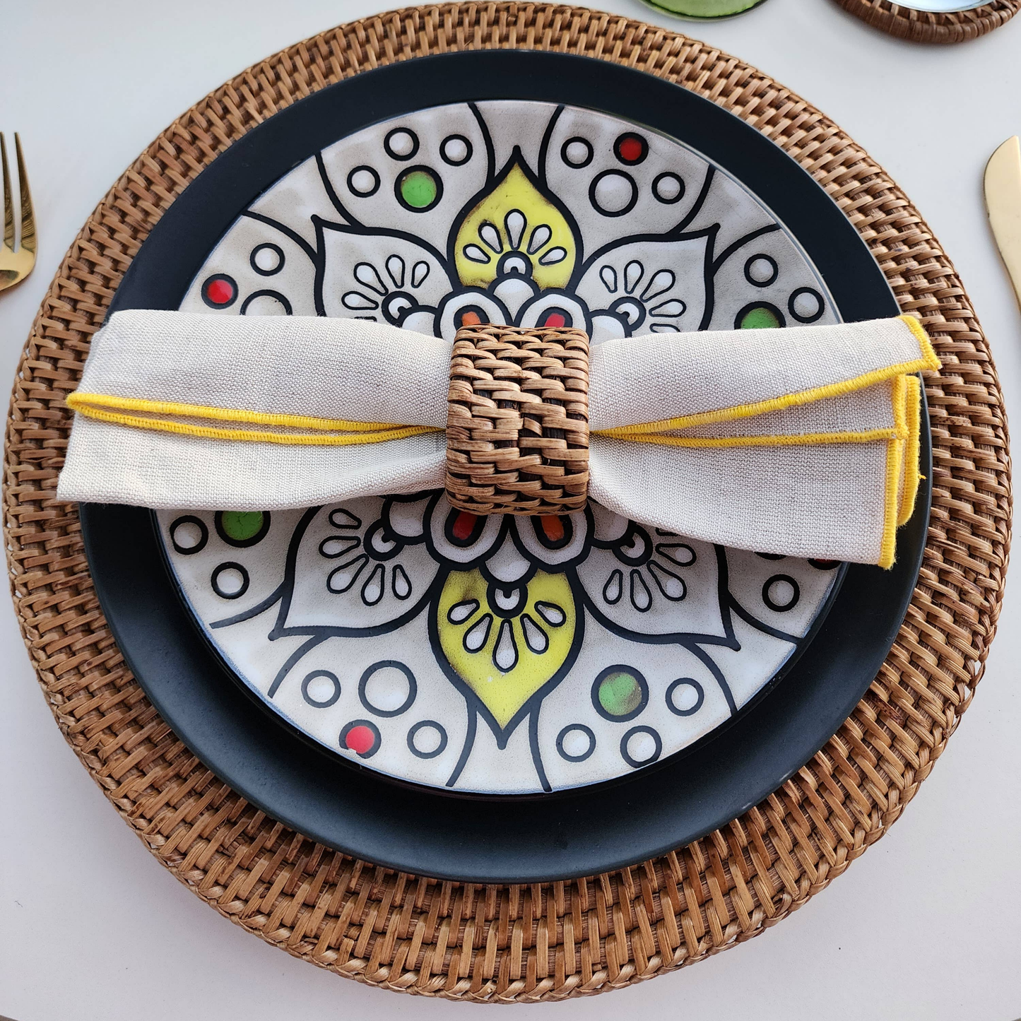 Rattan Open Weave Charger Plate - Set of 4