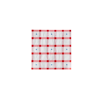 Red Gingham 4th of July Large Napkins – Set of 20
