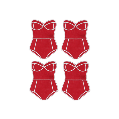 Red Swimsuit Cocktail Napkins - Set of 4
