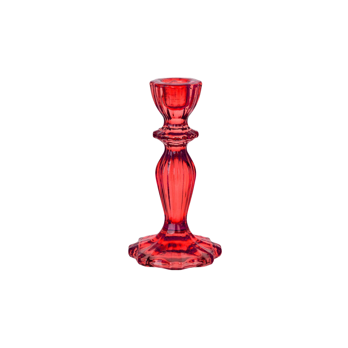 Red Glass Candlestick Holder