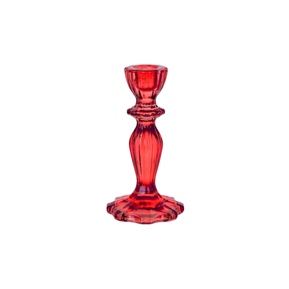 Red Glass Candlestick Holder