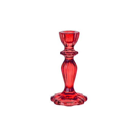 Red Glass Candlestick Holder