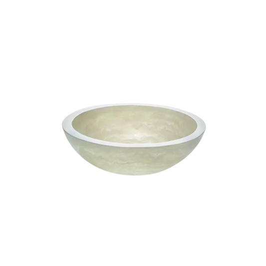 Remy Bowl in White, made from polymer resin, featuring a sleek 11-inch diameter and 4.5-inch height, ideal for adding sophistication to any dining experience.