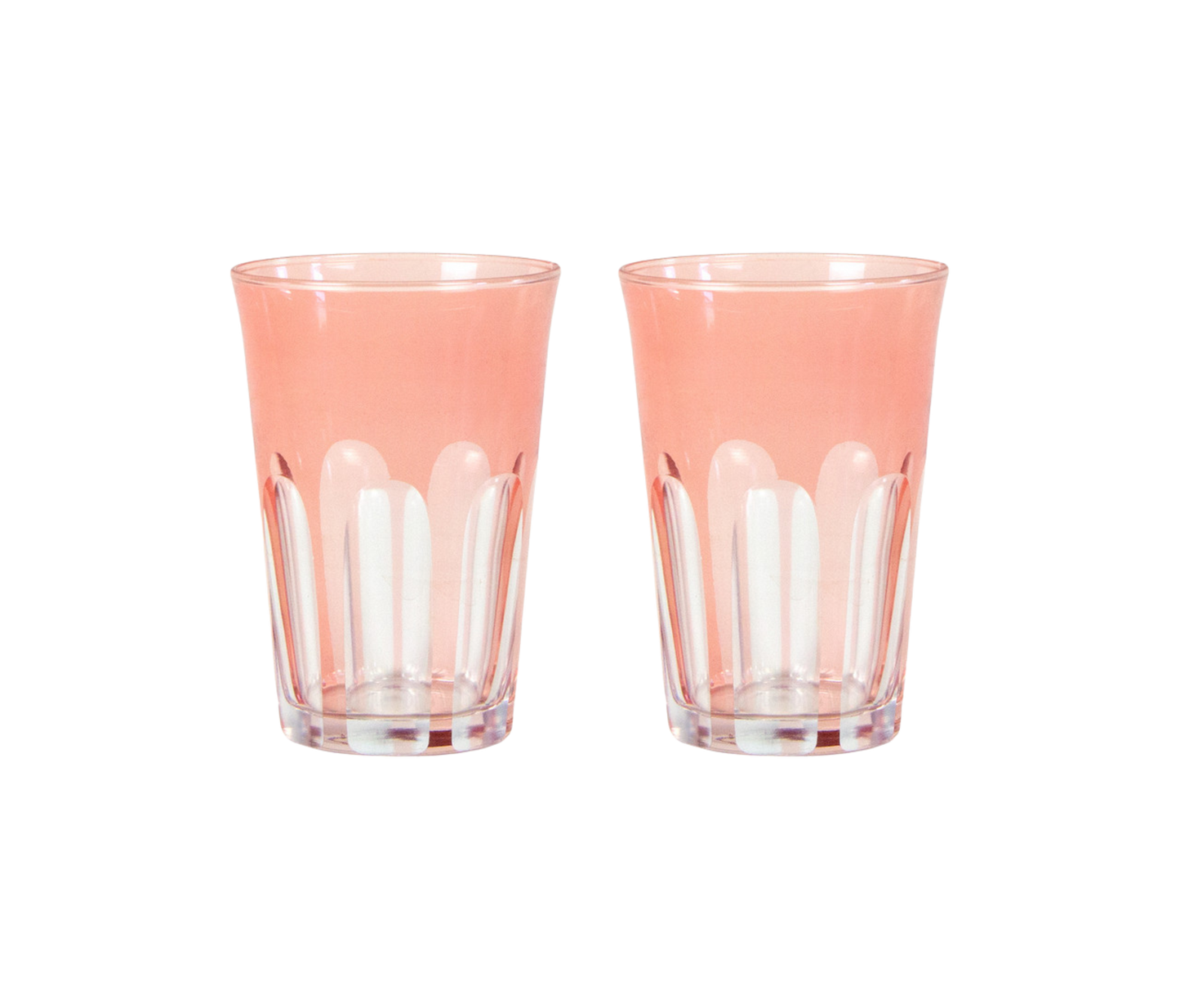 Rialto Tumbler in Kitten, set of 2 drinking glasses inspired by Venice's Rialto Bridge. Handcrafted in Turkey, each tumbler features unique color and cutwork. Perfect for water or wine. Hand-wash with a soft cloth and soapy water.