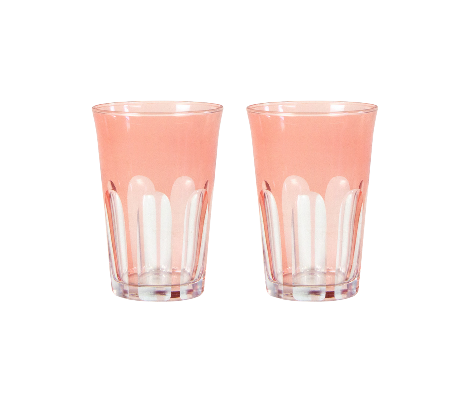 Rialto Tumbler in Kitten, set of 2 drinking glasses inspired by Venice's Rialto Bridge. Handcrafted in Turkey, each tumbler features unique color and cutwork. Perfect for water or wine. Hand-wash with a soft cloth and soapy water.