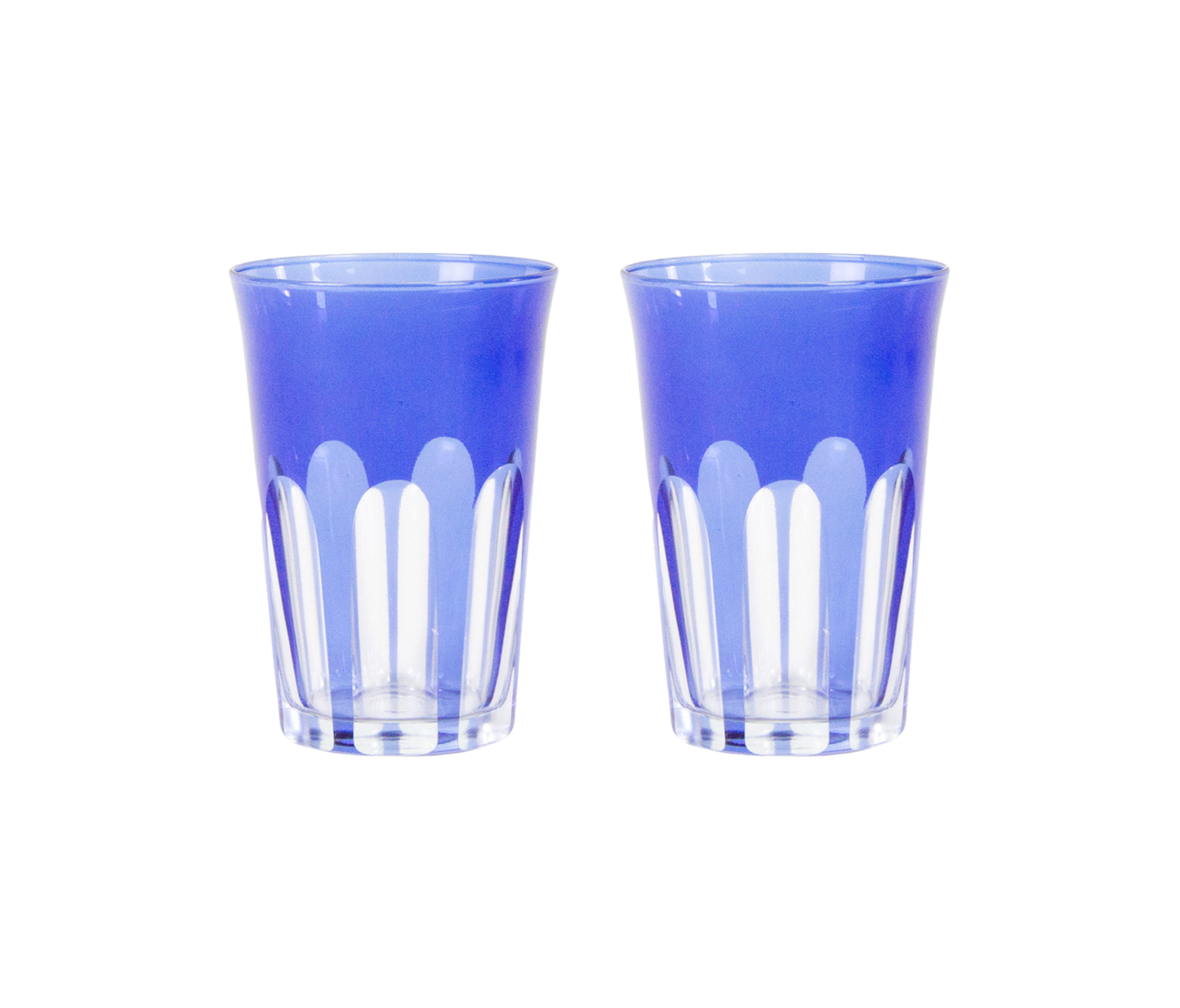 Rialto Tumbler in Moon Glow, set of 2 drinking glasses inspired by Venice's Rialto Bridge. Handcrafted in Turkey, each tumbler features unique color and cutwork. Perfect for water or wine. Hand-wash with a soft cloth and soapy water.