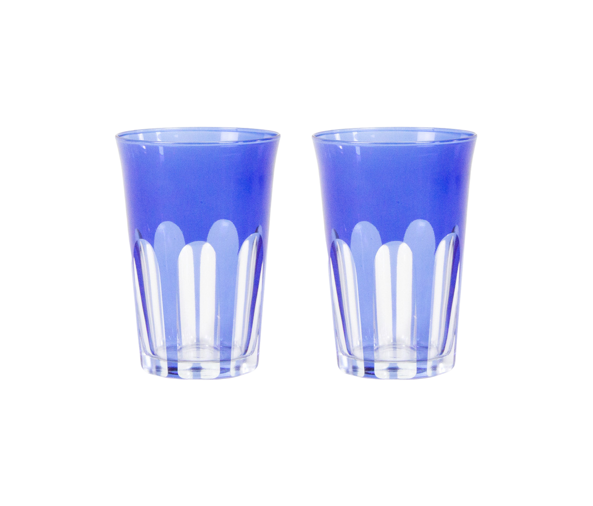 Rialto Tumbler in Moon Glow, set of 2 drinking glasses inspired by Venice's Rialto Bridge. Handcrafted in Turkey, each tumbler features unique color and cutwork. Perfect for water or wine. Hand-wash with a soft cloth and soapy water.