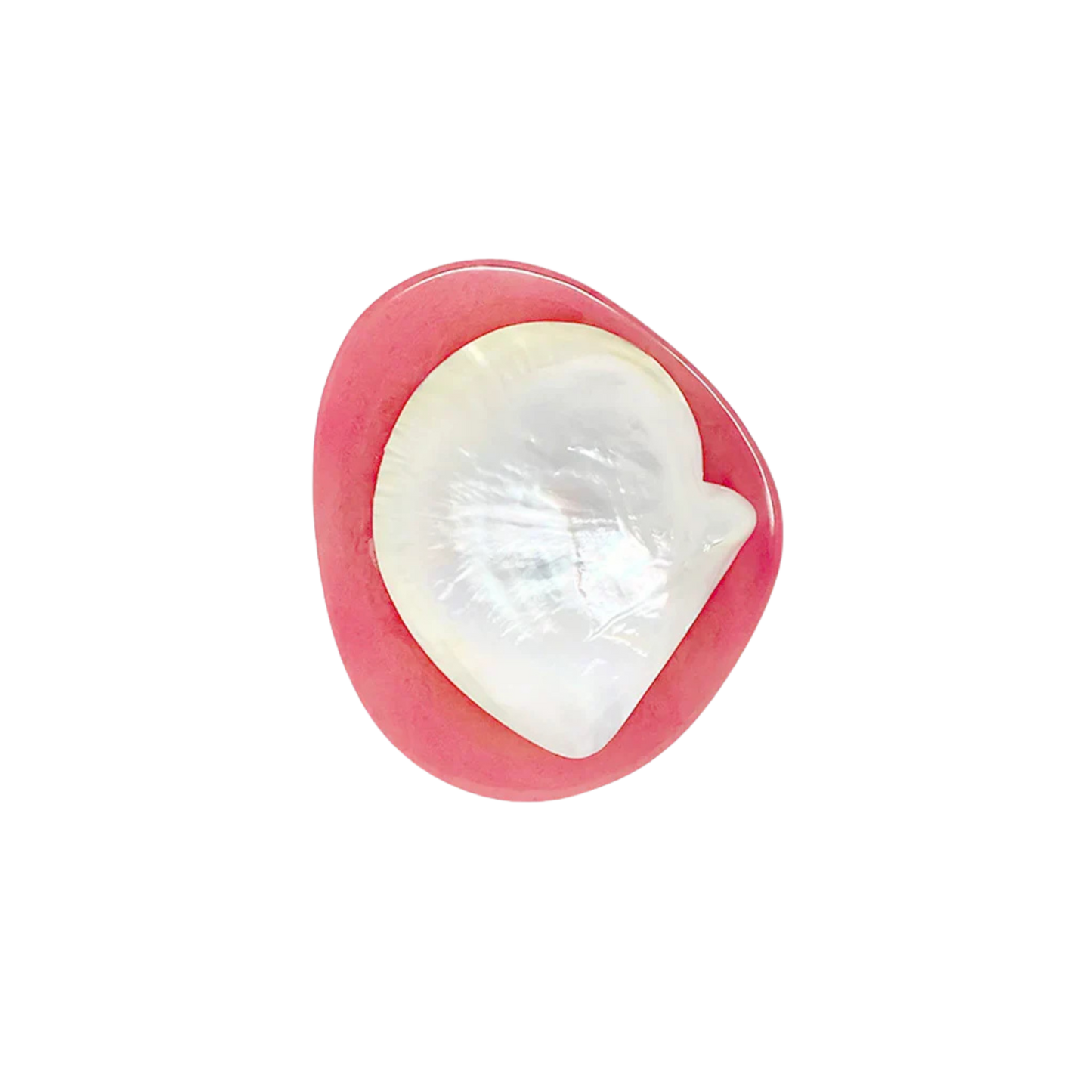 Round Caviar Dish in Pink, handmade from resin and mother-of-pearl shell, offering a sophisticated design for dining or display. Hand wash only.