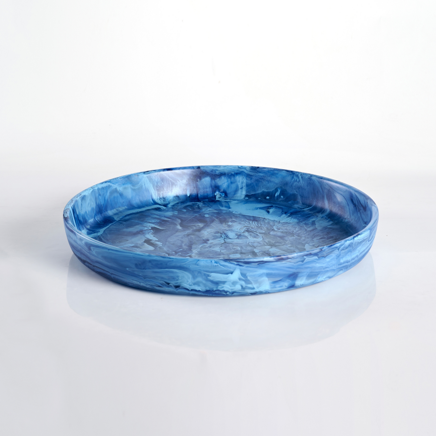 Round Platter Medium-Denim Swirl