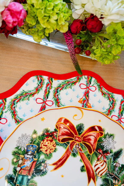 Round Scalloped Carol of the Bells Placemat  - Set of 4