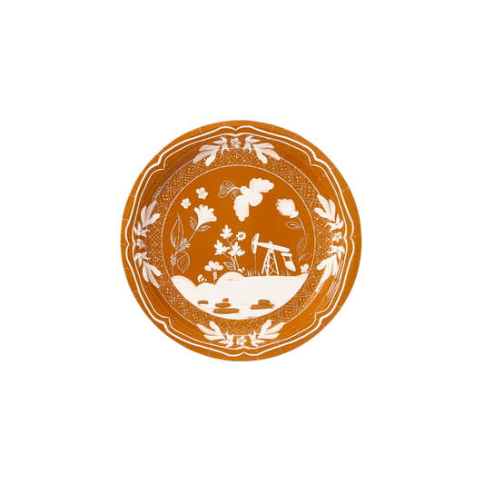 Rust Nodding Donkey Collegiate Paper Dessert Plates - Pack of 8