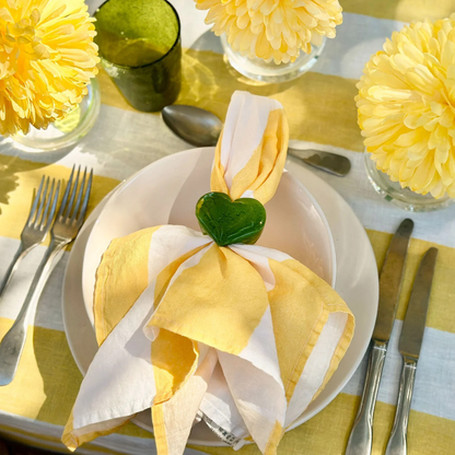 Set of 4 Heart Resin Napkin Rings - Avocado Green