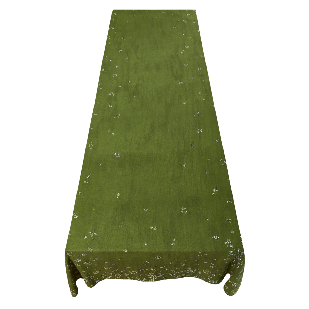 Falling Flower Linen Tablecloth - Avocado Green