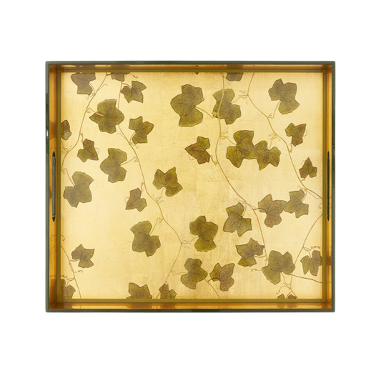 Gold Leaf Ivy Rectangular Lacquered Tray
