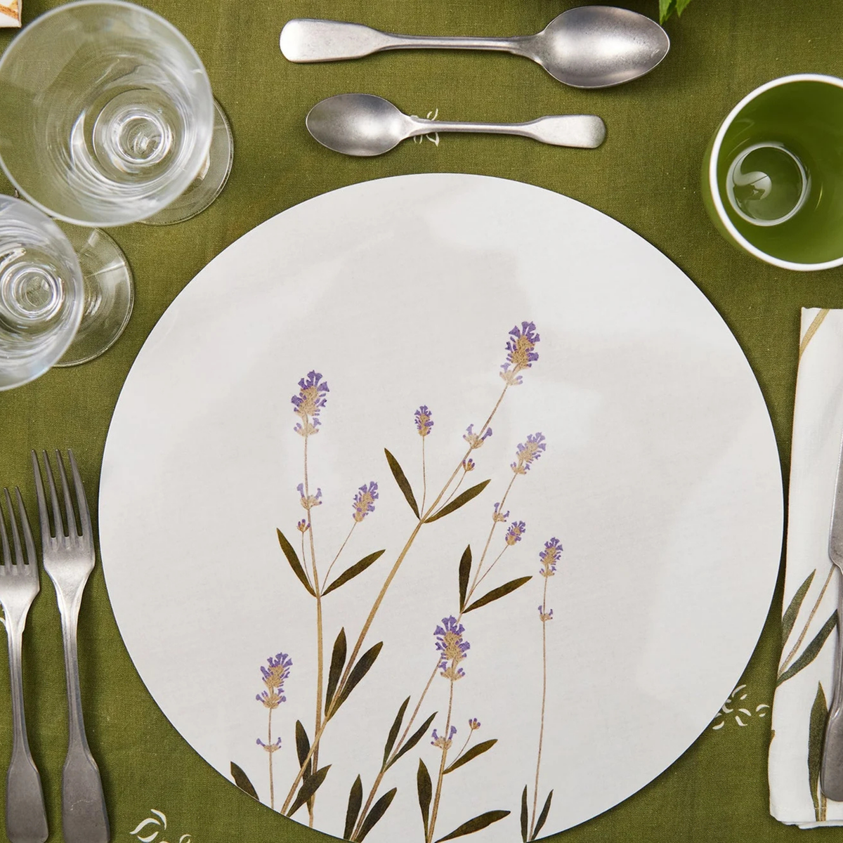 Lavender Herbarium Round Cork-Backed Placemat