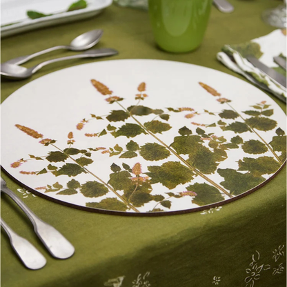 Mint Herbarium Round Cork-Backed Placemat
