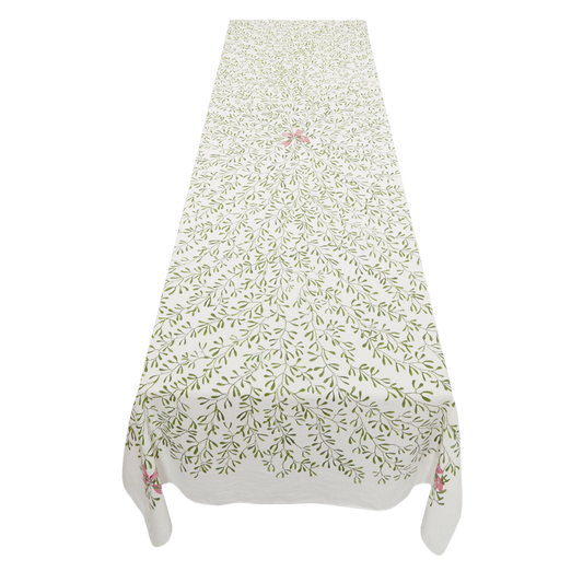 Mistletoe Kiss Linen Tablecloth