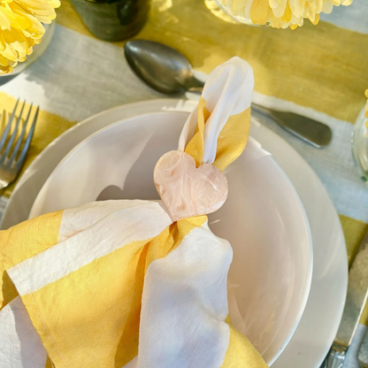 Set of 4 Heart Resin Napkin Rings - Rose Pink