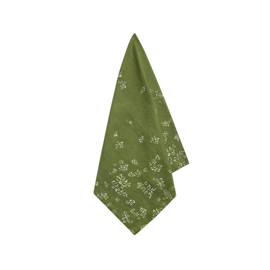 Set of 4 Falling Flower Linen Napkins - Avocado Green