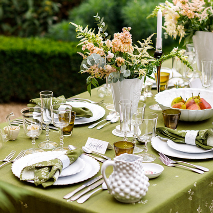 Set of 4 Falling Flower Linen Napkins - Avocado Green