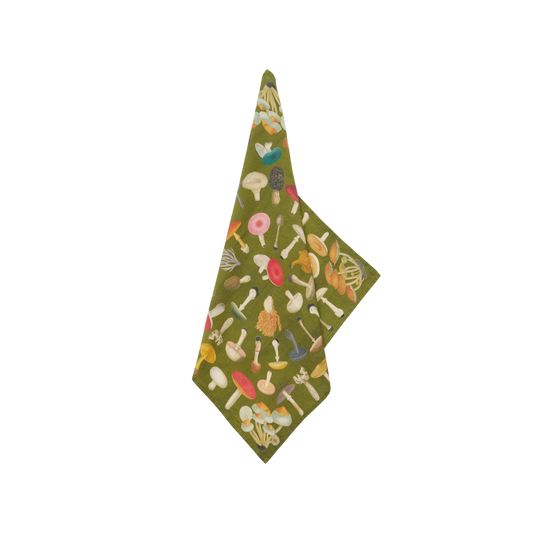 x John Derian Green Fungi Linen Napkins - Set of 4