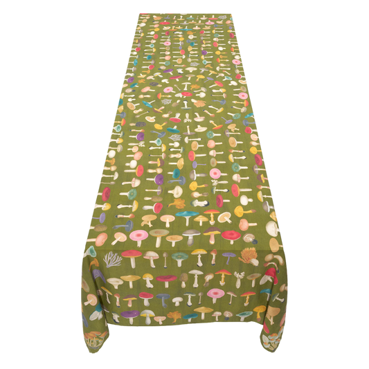 x John Derian Green Fungi Linen Tablecloth