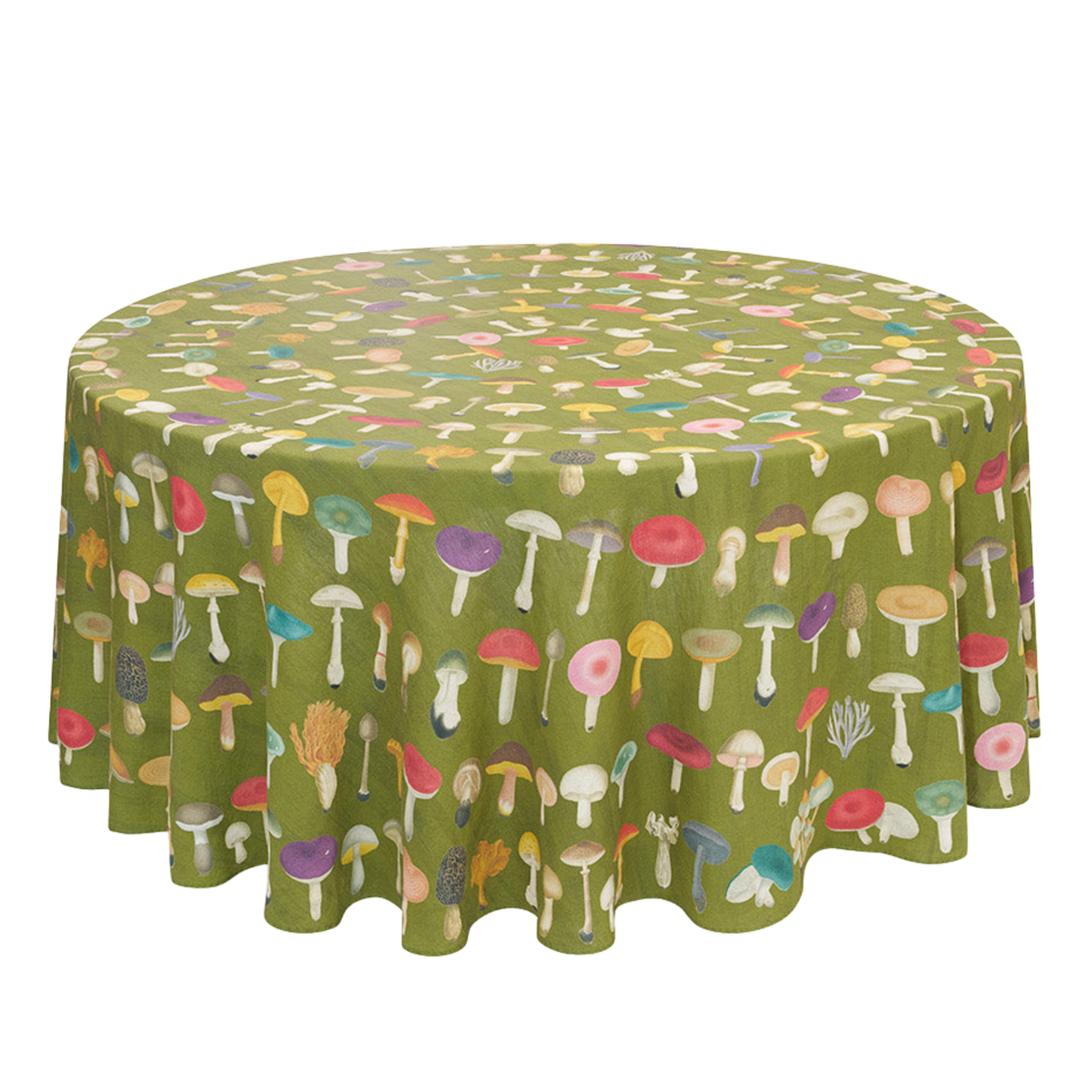 x John Derian Green Fungi Linen Tablecloth