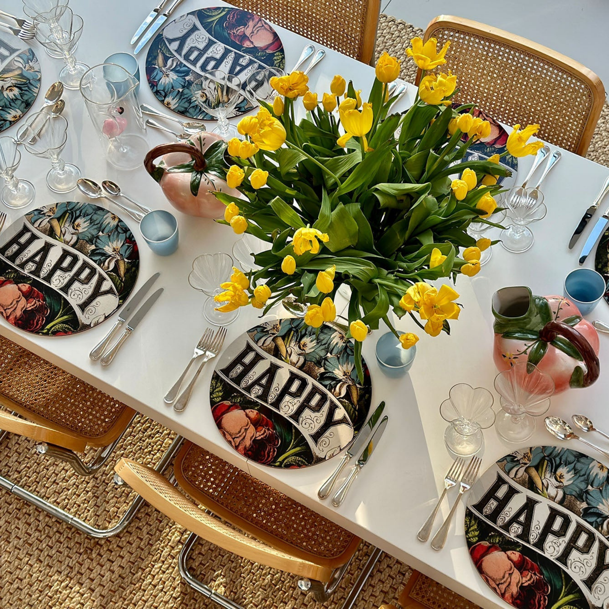 x John Derian 'Happy' Round Cork-Backed Placemat
