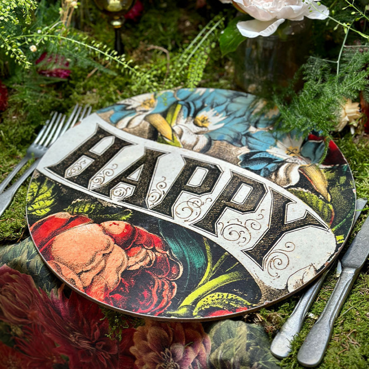 x John Derian 'Happy' Round Cork-Backed Placemat