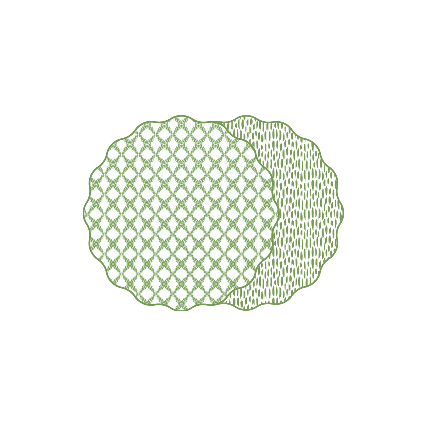 Scallop Cotton and Quill Trellis Placemat in Greenery - Reversible