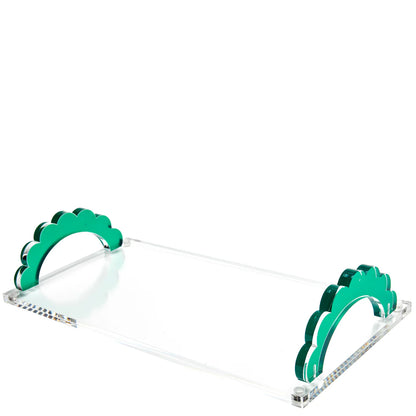 Scallop Handle Photo Tray in Emerald