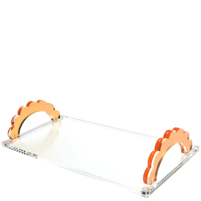 Scallop Handle Photo Tray in Orange