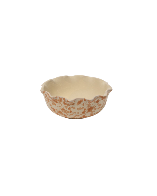 Scallop Splatter Dish in Tan and Ivory