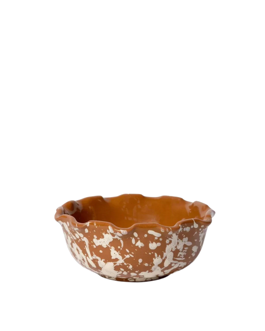 Scallop Splatter Dish in Terracotta Cream