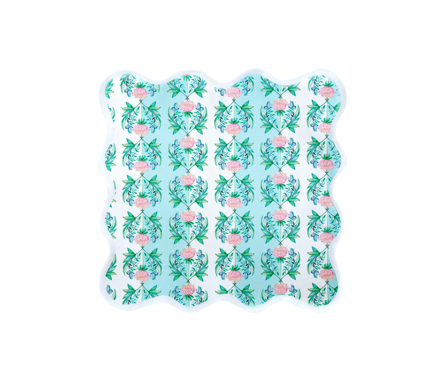 Scalloped Placemats- Pink Green Set of 4