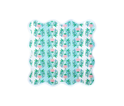 Scalloped Placemats- Pink Green Set of 4