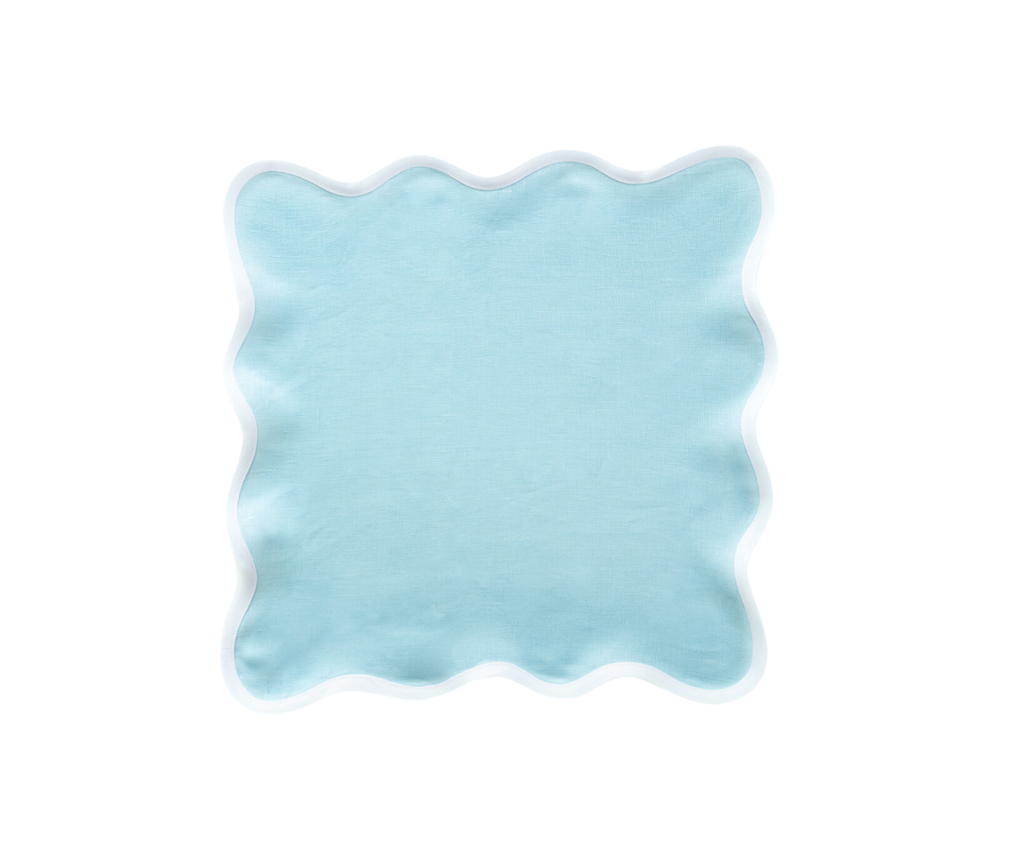 Scalloped Placemats- Teal Natural Set of 4