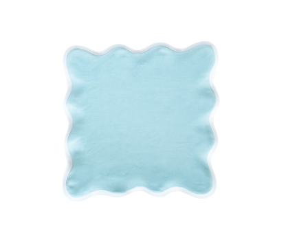 Scalloped Placemats- Teal Natural Set of 4