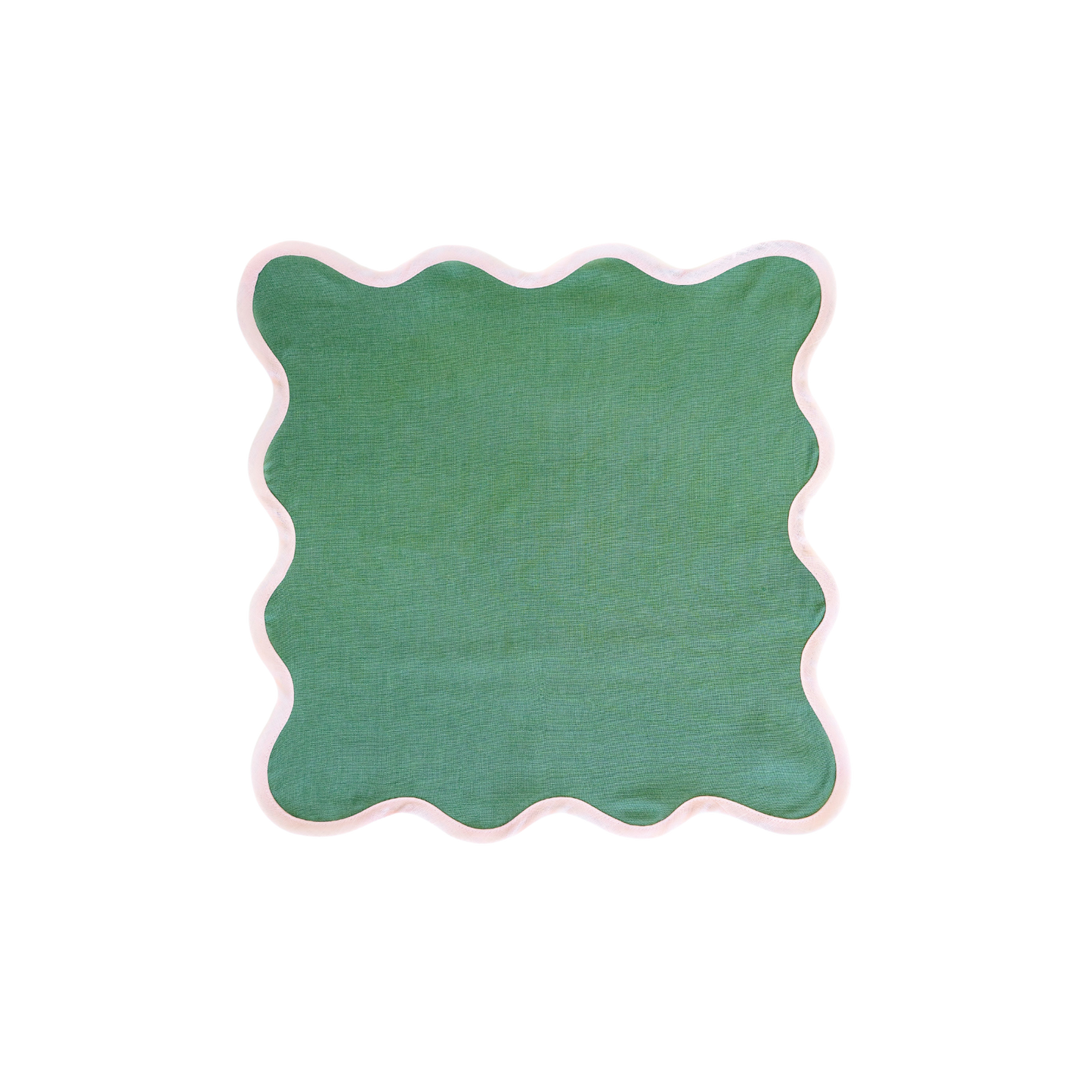 Scalloped Napkin in Pine Green With Peony Set of 4