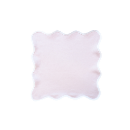 Scalloped Napkin in Peony with White Set of 4