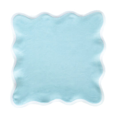 Scalloped Placemats- Teal Natural Set of 4