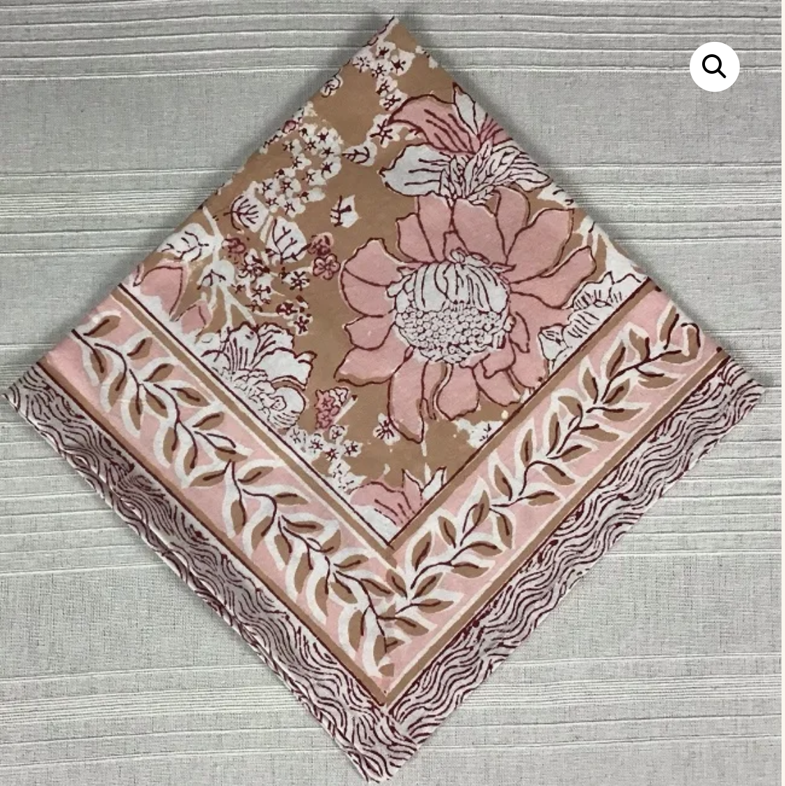 NH Napkin, 20 x 20,  Pink, Tan, White