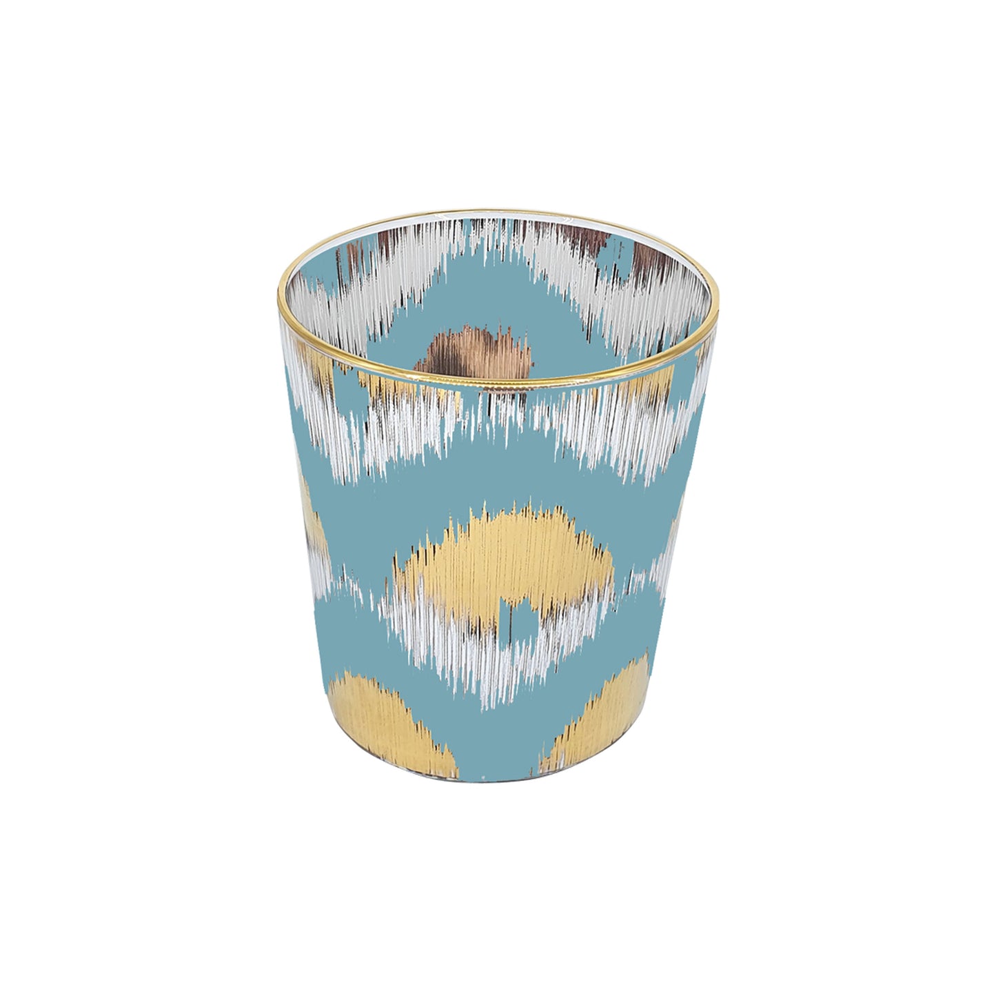 Ikat Decorative Glasses (Light Blue and Gold Ikat) Set of 4