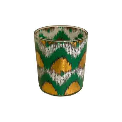 Ikat Decorative Glasses (Green and Gold Ikat) Set of 4